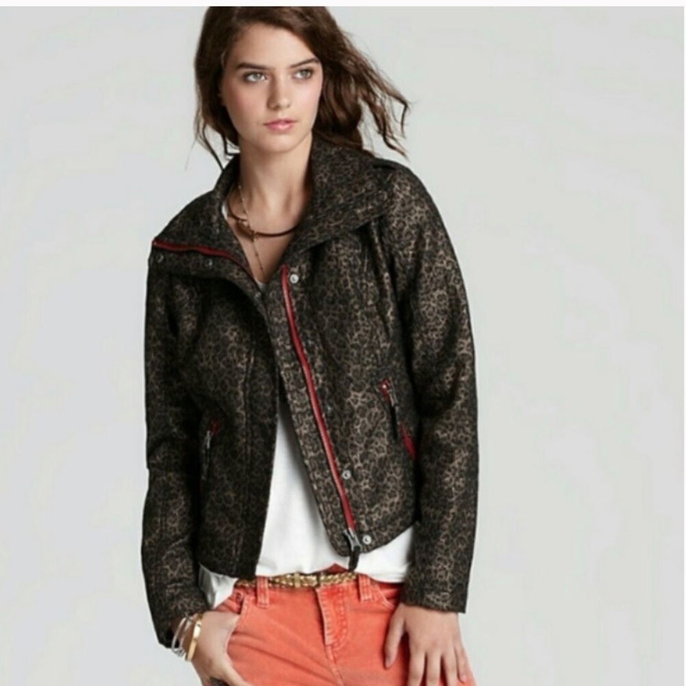 ✨ Free People We The Free | Leopard Moto Jacket - Picture 1 of 8